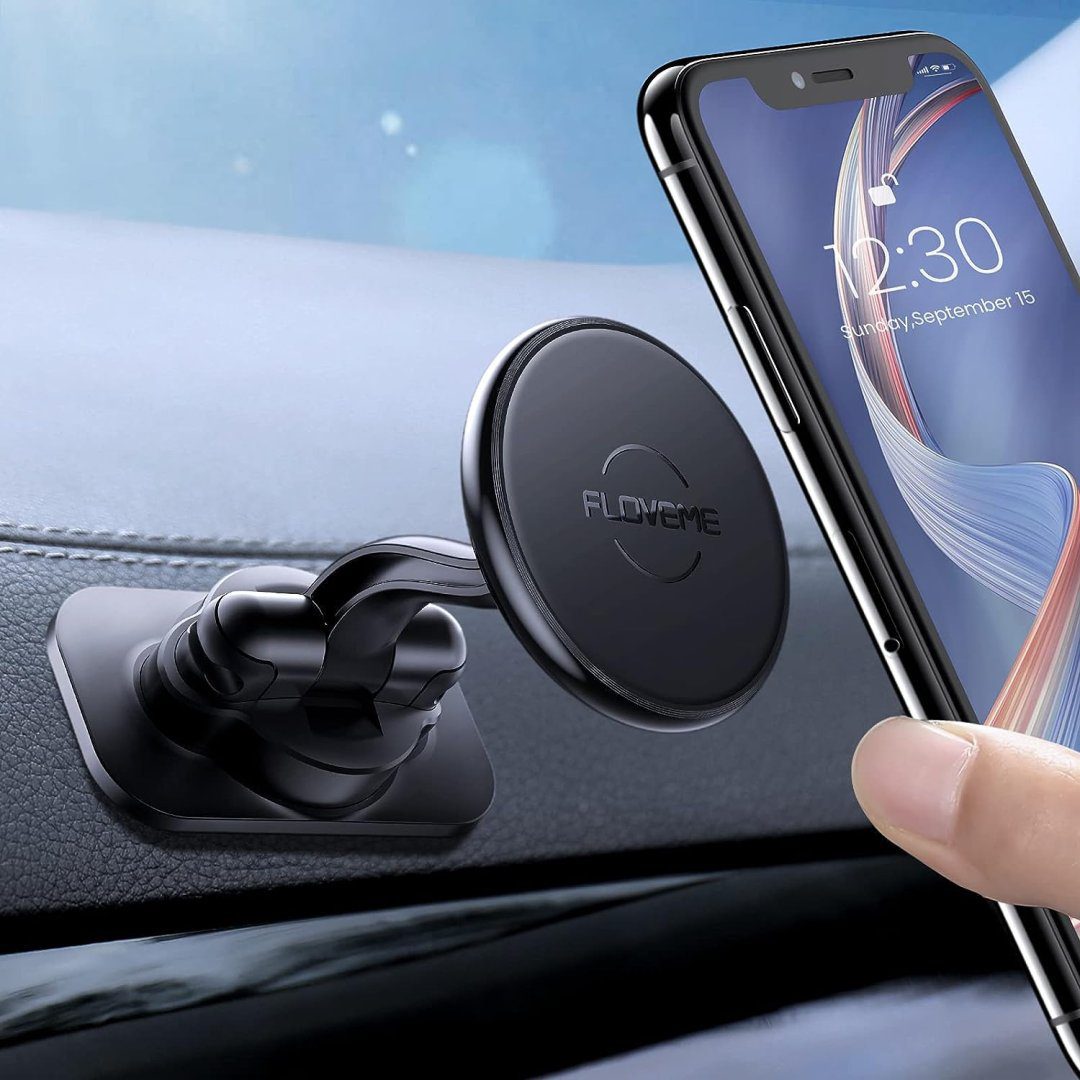FLOVEME Magnetic Phone Holder for Car [Hand-Free] Car Phone Mount for Dashboard [360° Rotate Freely] Cell Phone Holder for Car[Super Adhesive 3M] iPhone Car Mount Compatible with All Smartphones