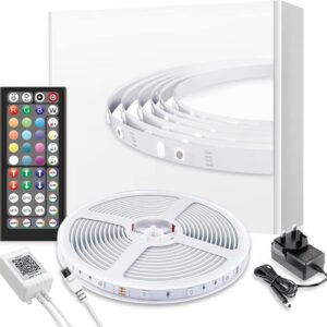 Mexllex LED Strip Lights with Remote 15m, Color Changing LED Lights for Bedroom, 5050 RGB LED String Lights with 44 Keys Remote, Music Sync Strip Lights for Home Bar TV Kitchen Party (1 roll of 15M) [Energy Class A+]